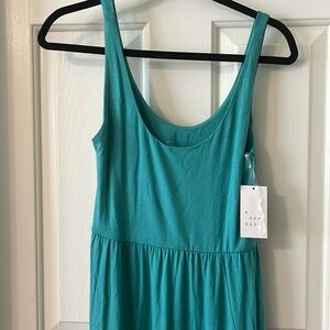 NWT teal midi dress with slit and pockets